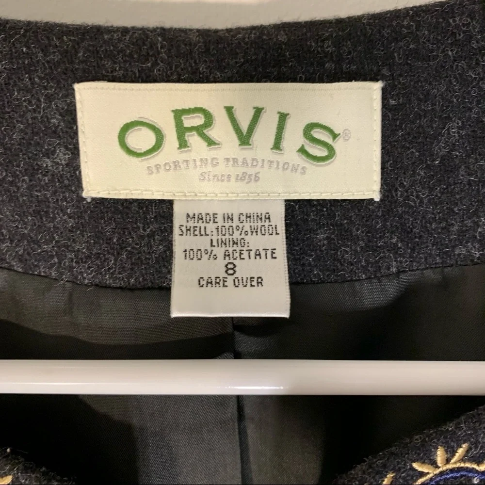 Orvis Wool Open Blazer w Floral Embroidery - Picture 6 of 7